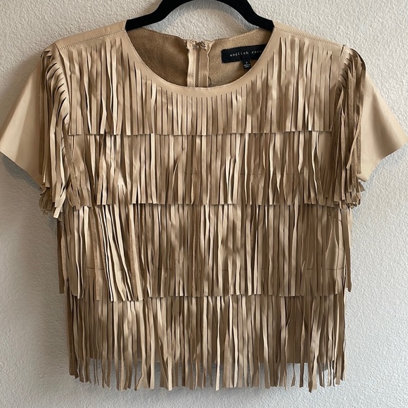 Leather Fringe crop top - Picture 2 of 5